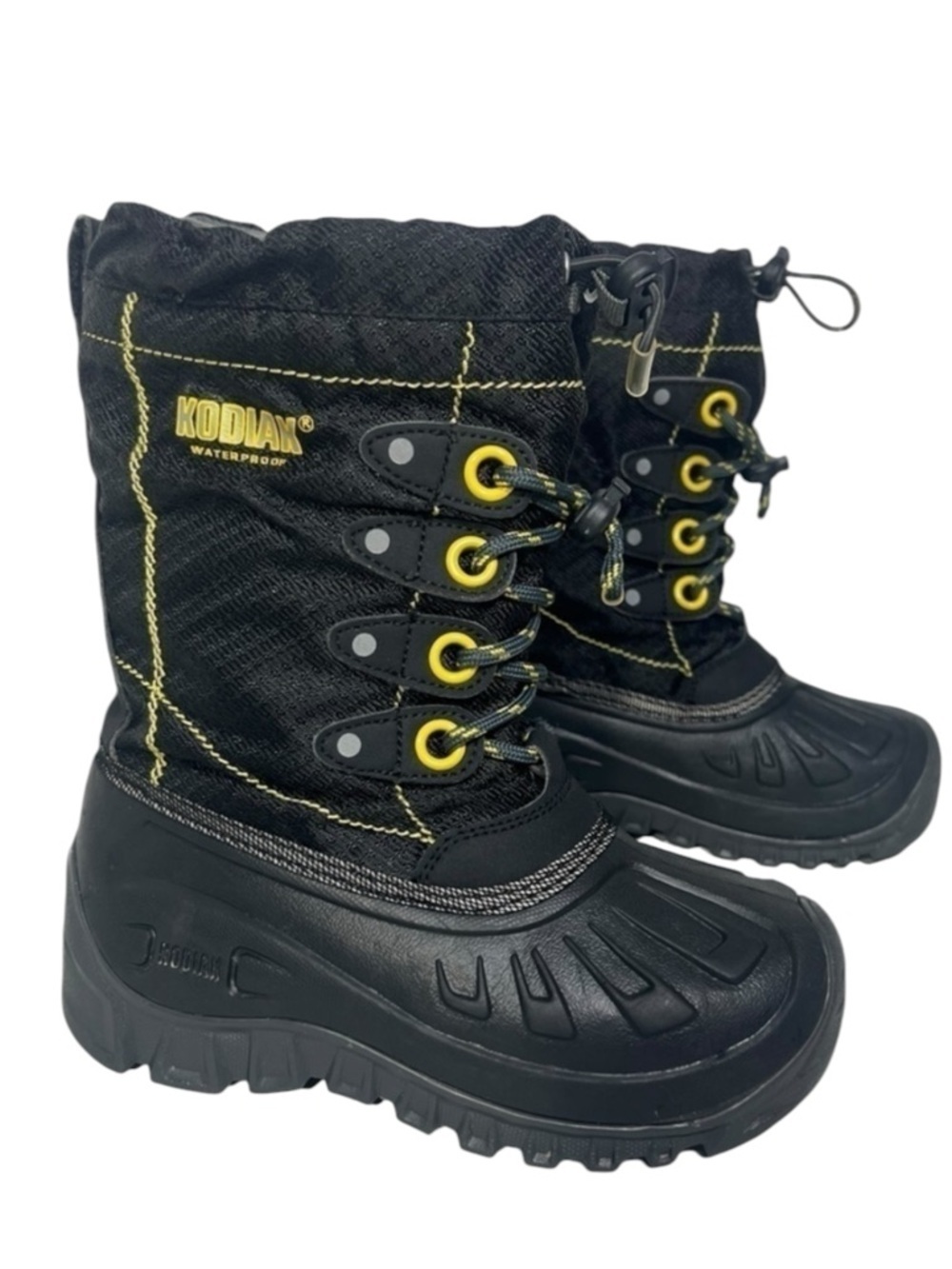 Kodiak Charlie Black Yellow Glo Boots w Insulated Inserts size 1 Youth